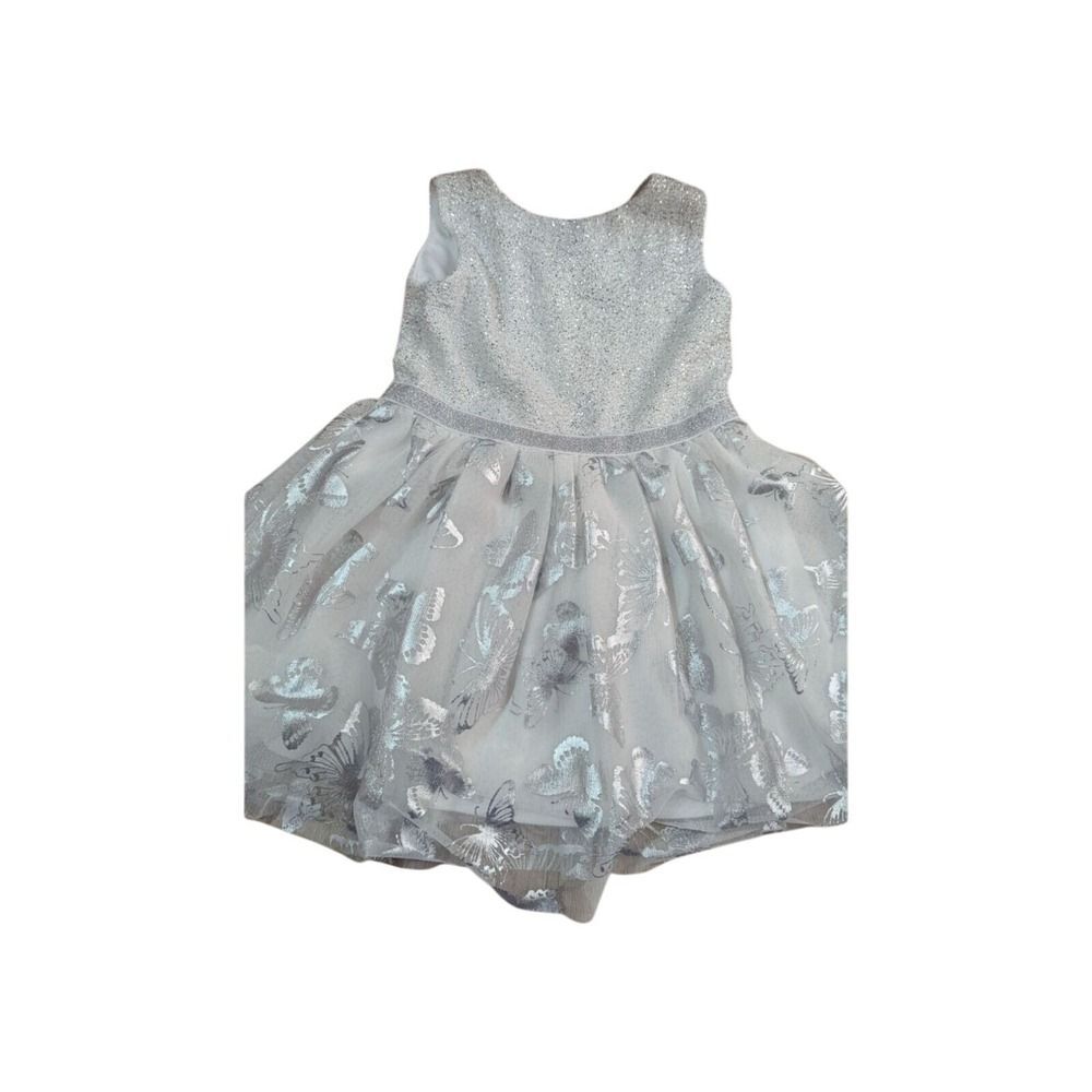 The‎ Childrens Place Girls 4T Silver Glitter Butterfly Tulle Party Dress s